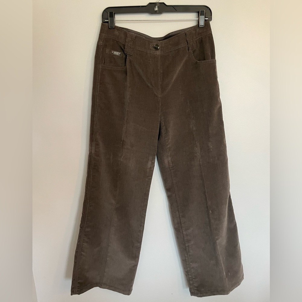 Armani Collezioni Dark Brown Corduroy Pocket Detail Pants